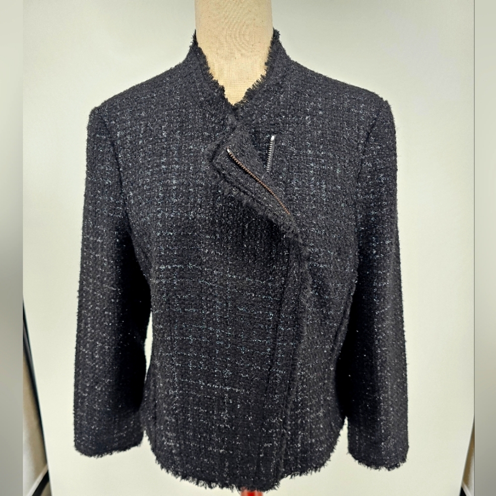 Ann Taylor Moto style Tweed Blazer Size 16 NWT